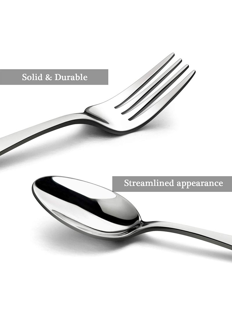 لوكاداه طقم أدوات مائدة فاخر من الفولاذ المقاوم للصدأ مكون من 4 قطع - سكين عشاء، شوكة عشاء، ملعقة طعام، وملعقة شاي - مصقولة بلمسة نهائية عاكسة، مقاومة للصدأ، مناسبة للمنزل والمطبخ وطاولة الطعام - Image 4